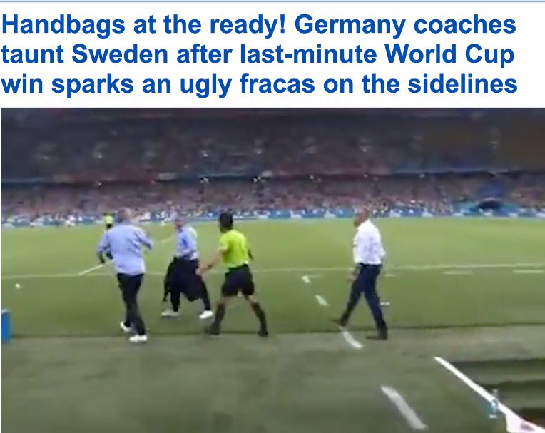 شاهد بالفيديو والصور..اشتباكات عنيفة على مقاعد البدلاء بعد انتهاء مباراة المانيا والسويد!