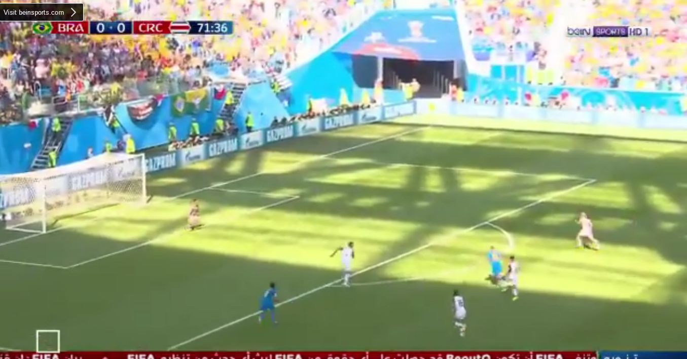 بالفيديو..هدف مؤكد ضائع من منتخب البرازيل امام كوستاريكا