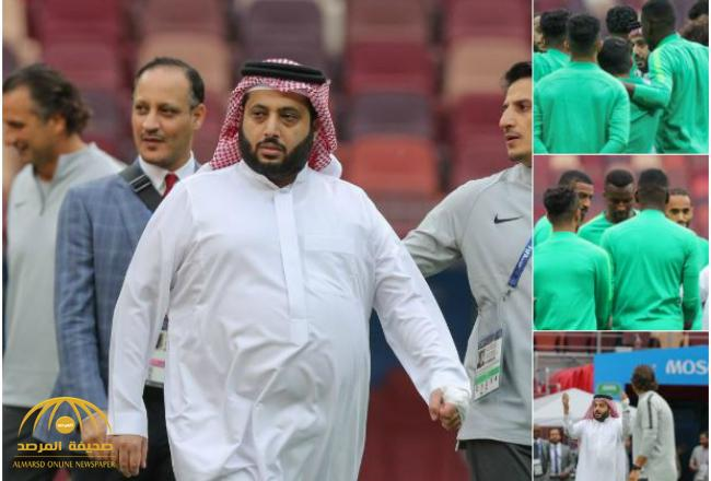بالصور والفيديو .. تركي آل الشيخ يجتمع بلاعبي الأخضر قبل بدء التدريب الأخير
