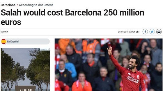 مبلغ خيالي تكلفة انتقال ” صلاح ” لـ برشلونة !