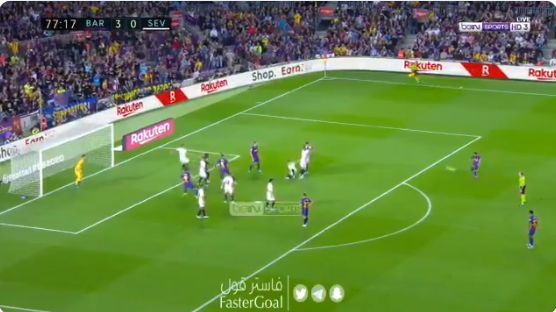 بالفيديو:ميسي يضيف الهدف الرابع لـ"برشلونة" في مرمى إشبيلية
