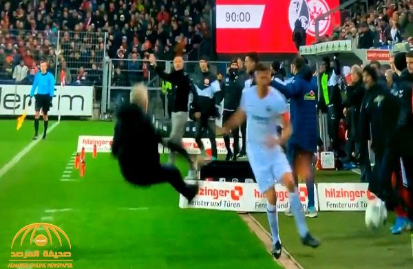 بالفيديو: لاعب في الدوري الألماني يعتدي على مدرب بعنف.. شاهد ماحدث له بعد إسقاطه للمدرب !